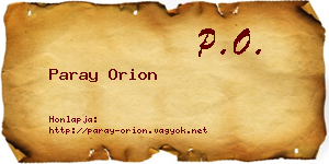 Paray Orion névjegykártya